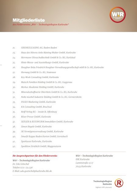 Mitgliederverzeichnis - TechnologieRegion Karlsruhe
