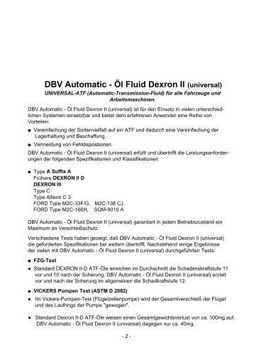 DBV Automatic - ÃƒÂ–l Fluid Dexron II (universal) - Korb Schmierstoffe