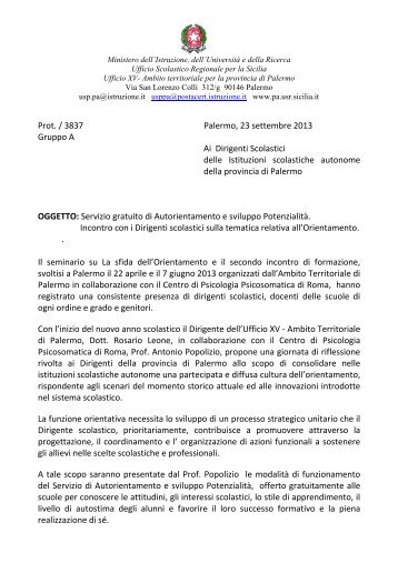 LETTERA_DIRIGENTI.pdf - ufficio xv ambito territoriale per la ...