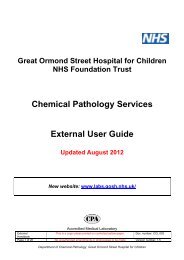 Chemical Pathology Services External User Guide - Great Ormond ...