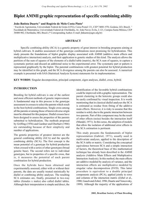 Biplot AMMI graphic representation of specific combining ... - SBMP