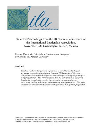 Selected Proceedings from the 2003 annual conference of the ...