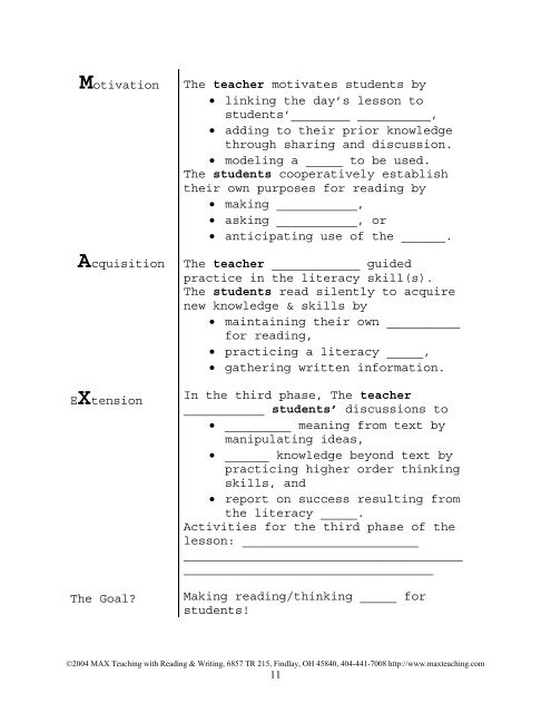 MAX Teaching with Reading and Writing - Ects.org