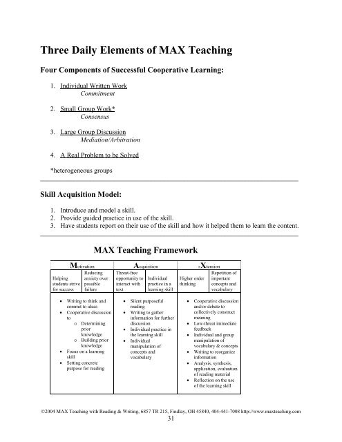 MAX Teaching with Reading and Writing - Ects.org