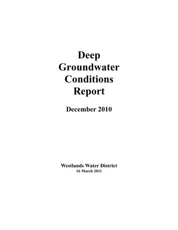 Deep Groundwater Conditions Report - Westlands Water District