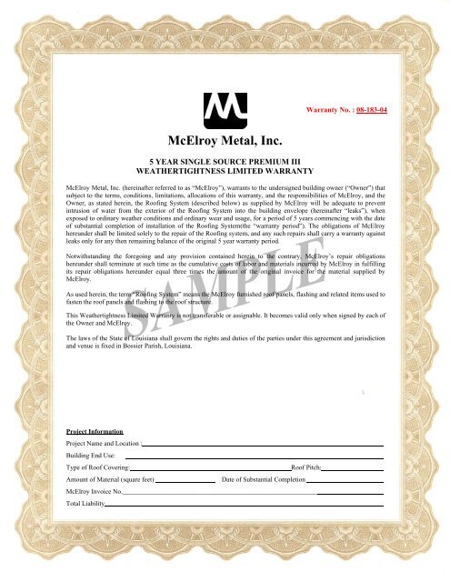 McElroy Metal, Inc