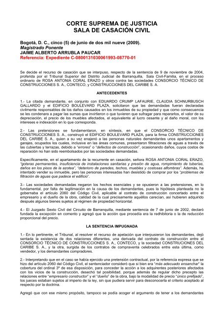 corte suprema de justicia sala de casación civil - Camacol