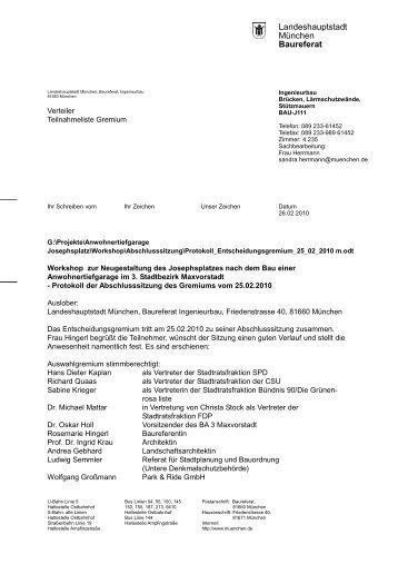 Josephsplatz Anlage 4 Protokoll der Abschlusssitzung des ... - RIS