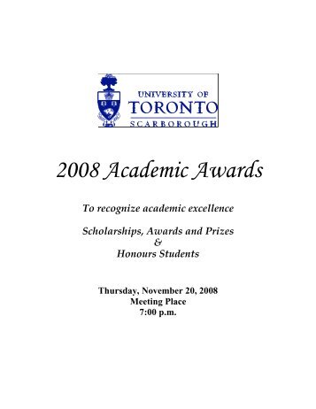 2008 Academic Awards - University of Toronto Scarborough