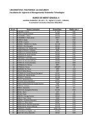 Burse de merit - Gradul II - IMST - Universitatea Politehnica din ...