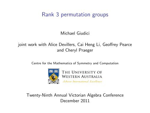Rank 3 permutation groups