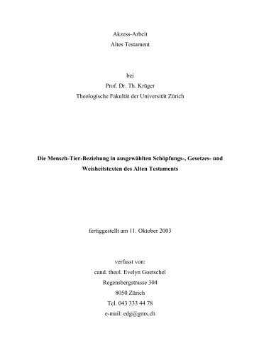 Akzess-Arbeit Altes Testament bei Prof. Dr. Th. Krüger Theologische ...