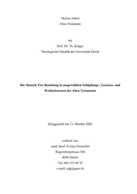 Akzess-Arbeit Altes Testament bei Prof. Dr. Th. Krüger Theologische ...