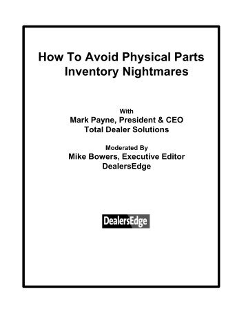 How To Avoid Physical Parts Inventory Nightmares - DealersEdge
