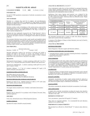 SALICYLATE-SL ASSAY - Sekisui Diagnostics