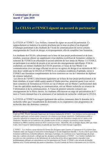 Le CELSA et l'ENSCI signent un accord de partenariat