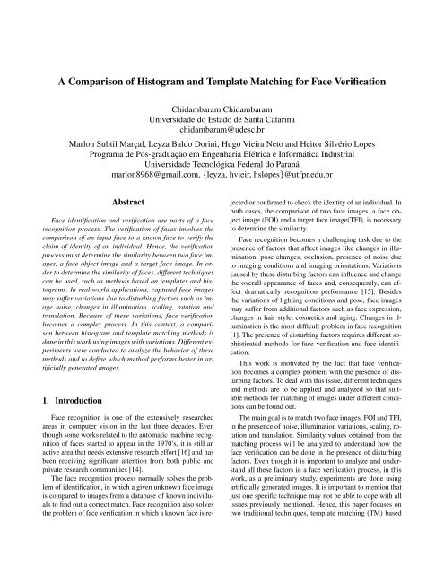 A Comparison of Histogram and Template Matching for Face ...