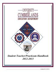 Student Teacher Handbook Download - University of the Cumberlands