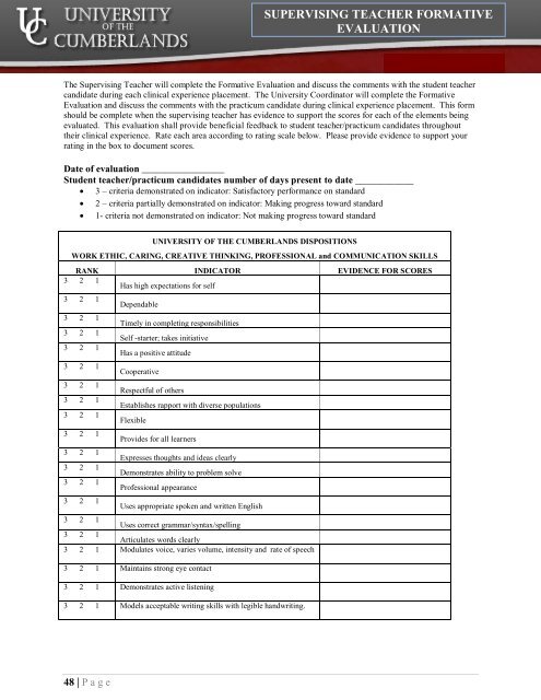 Student Teacher Handbook Download - University of the Cumberlands