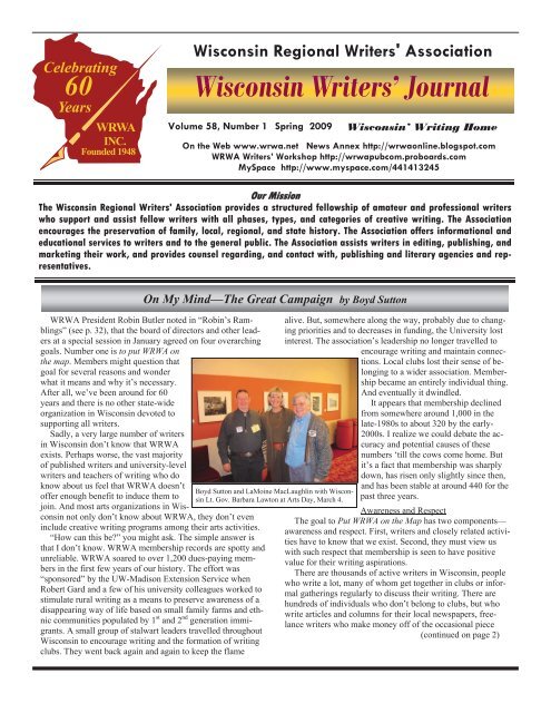 2009 Spring - Wisconsin Writers Association