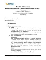 Procès-verbal - Réseau de recherche en santé et sécurité au travail