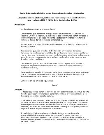 Pacto Internacional de Derechos EconÃ³micos, Sociales y Culturales