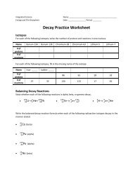 Decay Practice Worksheet - Arapahoe High School