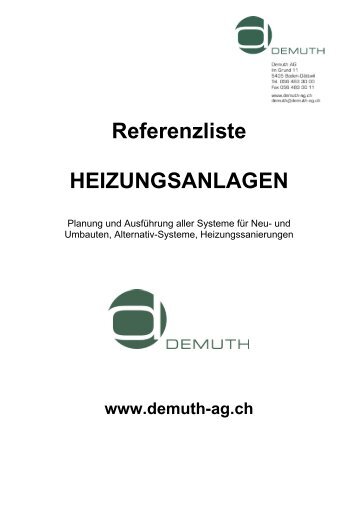 Referenzliste HEIZUNGSANLAGEN - Die Demuth AG