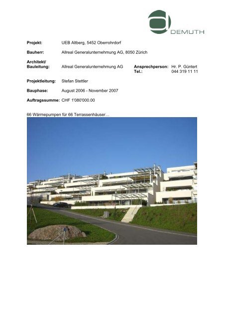Referenzliste HEIZUNGSANLAGEN - Die Demuth AG