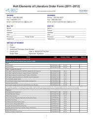 Holt Elements of Literature Order Form (2011â2012)