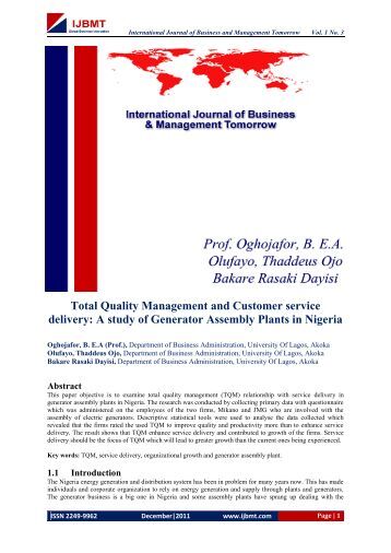 Dissertation total quality management
