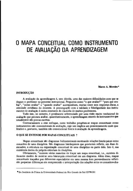 o mapa conceitual como instrumento de avaliaÃ§Ã£o da aprendizagem