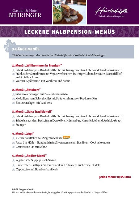 Halbpension-Karte als PDF downloaden - Hotel Restaurant Behringer