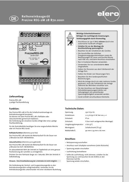 ProLine REG-2M DE 06.08