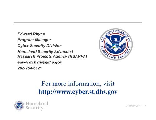 DHS S&T Cyber Security Division (CSD) Overview AIMS-3 ... - Caida