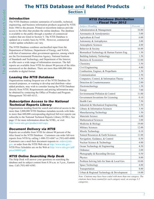 DATABASE GUIDE - National Technical Information Service