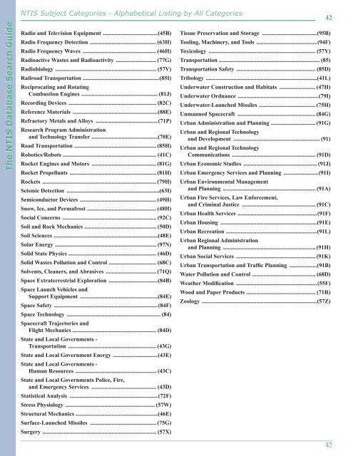 DATABASE GUIDE - National Technical Information Service