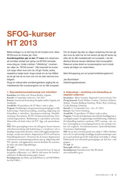 SFOG-kurser HT 2013