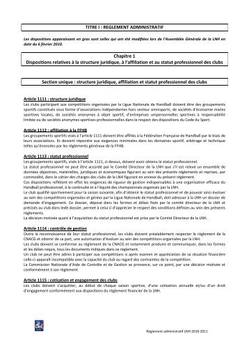 RÃ¨glement Administratif LNH - Avocat Droit du Sport
