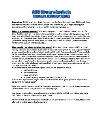 Sample Literary Analysis Essay