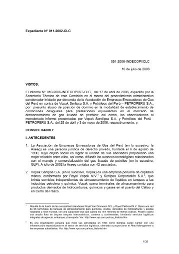 El Informe NÂ° 010-2006-INDECOPI/ST-CLC, del 17