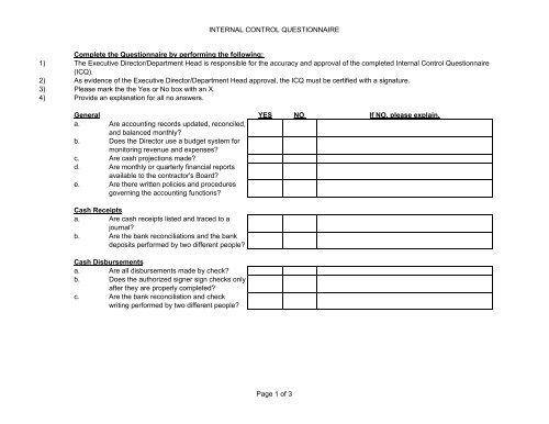 Aashto Internal Control Questionnaire For Consulting Engineers Fillable ...