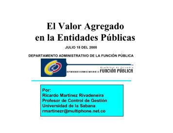 El Valor Agregado en la Entidades PÃºblicas