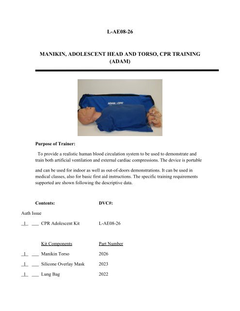 training aids - The USARAK Home Page