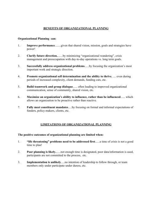 planning process outline vision mission environmental scan