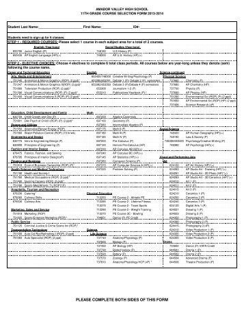 Grade 11 Course Selection Form