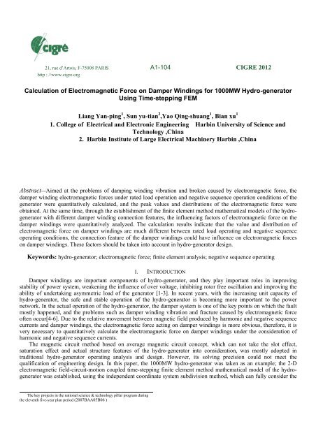 A1-104 CIGRE 2012 Calculation of Electromagnetic Force on ...