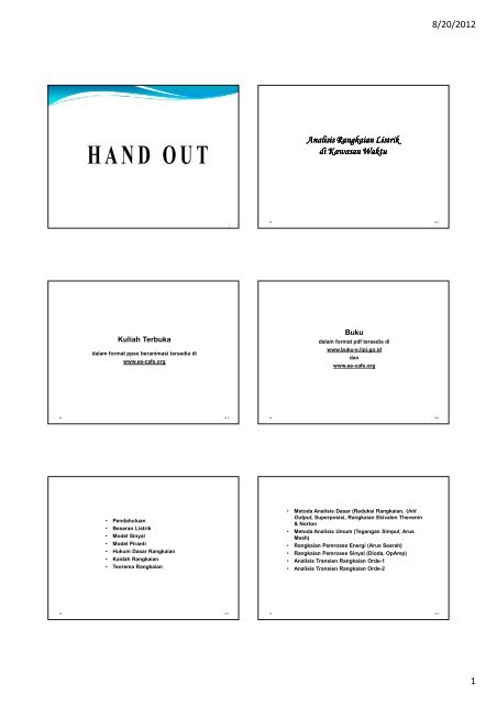  Analisis Rangkaian Listrik  di Kawasan Waktu Hand 