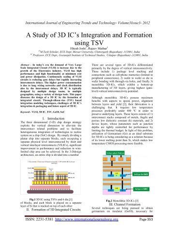 A Study of 3D IC's Integration and Formation using TSV - IJETT ...