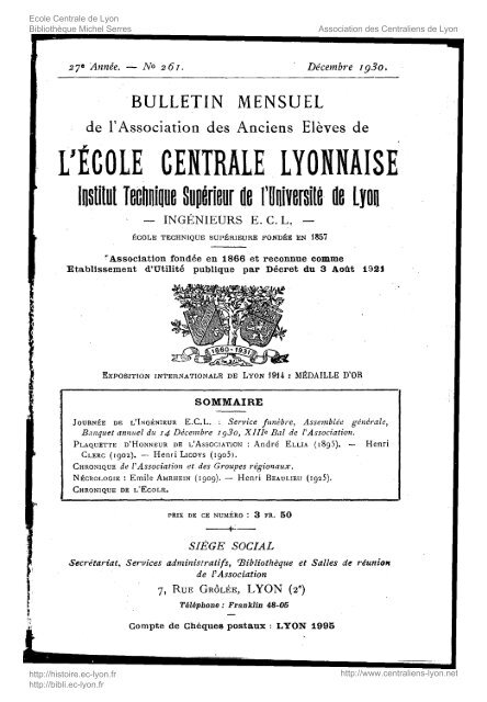 Revue Technica, annÃ©e 1930, numÃ©ro 261 - Histoire de l'Ãcole ...